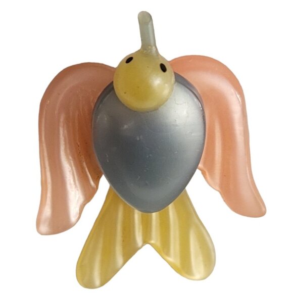 Vintage Pink, Blue, and Yellow C-Clasp Lucite Plastic Bird Pin - Picture 1 of 8